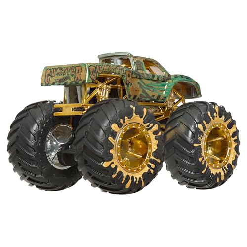 Hot Wheels, 1:64 Scale Bigfoot Trophy Surprise Toy Vehicles with Gold Accents (Cannot Choose Model)