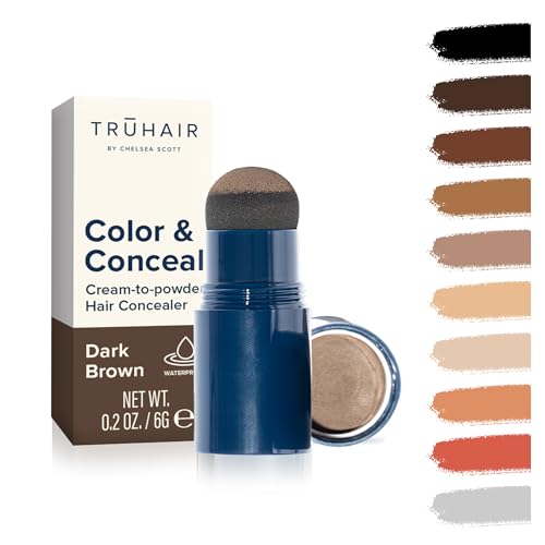 TRUHAIR Color & Conceal Waterproof Root Touch Up Hair Color Concealer - Hair Cover up for Gray Coverage and Hairline Filling - 11 Hair Colors