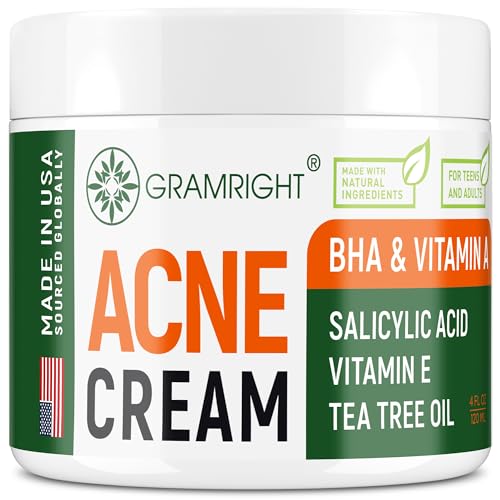 Acne Face Cream - Acne Spot Treatment for Face & Acne Dots - Tea Tree Oil & Salicylic Acid - Natural Cystic Acne Treatment - Made in USA - For All
