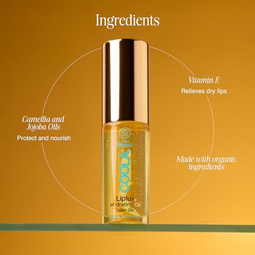 COOLA Organic Liplux Lip Oil and Lip Gloss Sunscreen with SPF 30, Dermatologist Tested Lip Balm for Daily Protection, Vegan and Gluten Free, 0.11 Fl