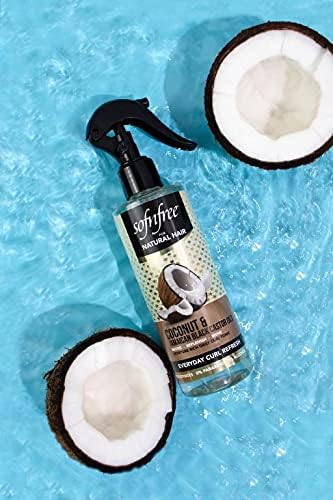 Sofn'free Coconut & Jamaican Black Castor Oil Everyday Curly Refresher Spray, Volumizer and Moisturizer for Styling Dry Hair, Coils and Curls, 8.12 fl