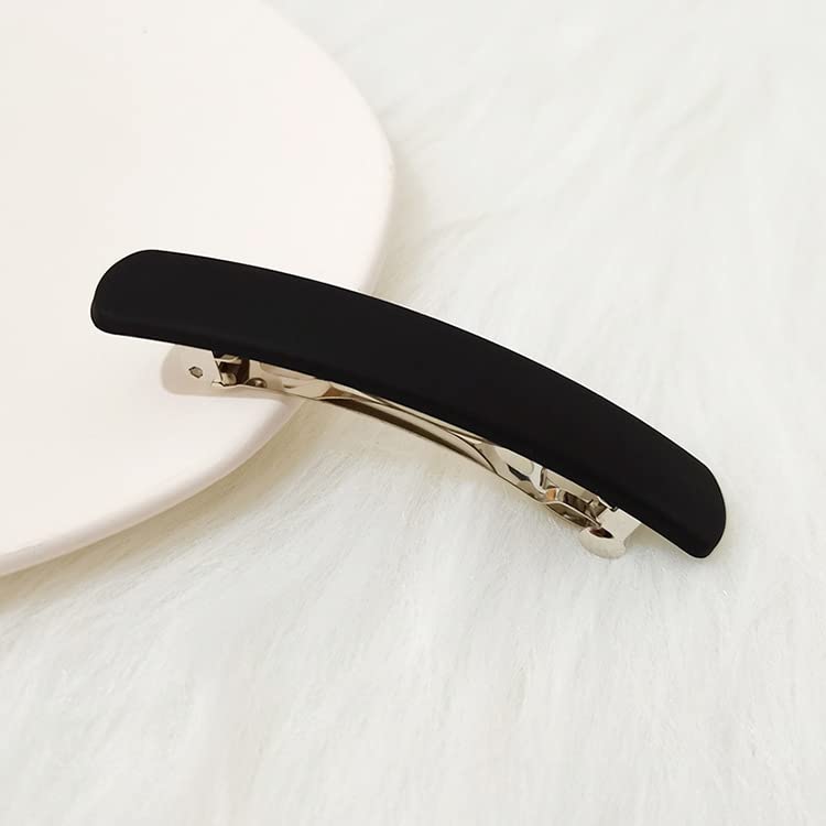 2 Pack Curved Matte French Barrettes for Thick and Fine Hair - Metal Spring Clips, Ponytail Hairpins for Chic Styling, No Slip Grip for Workouts