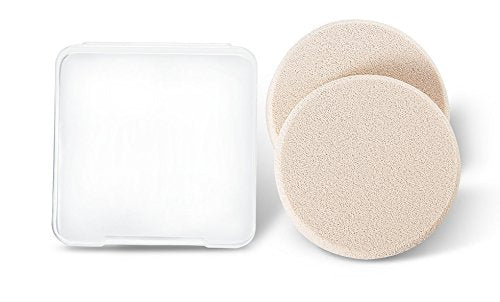 OWLFAVO 2pcs Round Makeup Sponges with 1 Travel Case, Beauty Face Primer Compact Powder Puff, Blender Sponge Replacement for Cosmetic Flawless