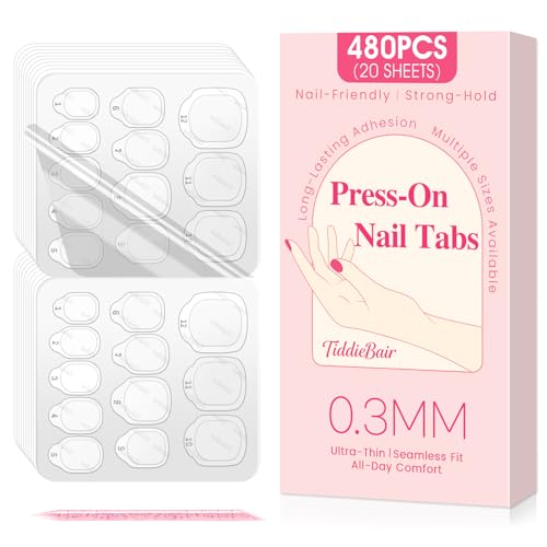 480pcs Strong Hold Nail Adhesive Tabs for Press On Nails -20 Sheets 480pcs 12 Sizes Nail Glue Tabs, 0.3mm Ultra Thin Waterproof Breathable Nail Glue Beauty and Personal Care TiddieBair Default Title