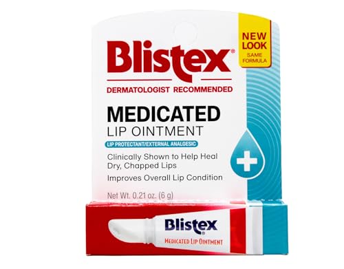 Blistex Medicated Lip Ointment, Lip Protectant, 0.21 oz, 3 boxes of 2 tubes (Total of 6 tubes)