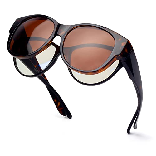 Face Shadow Polarized Sunglasses Fit Over Glasses, Oversized Sunglasses for Women to Go Over Prescription Glasses 100% UV Protection Unltra