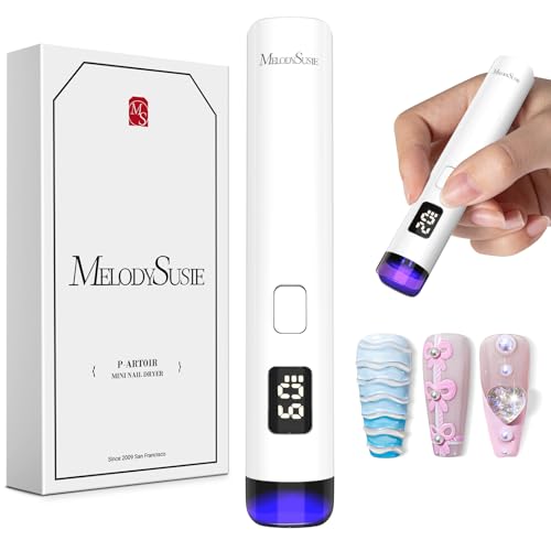 MelodySusie Handheld Cordless UV Nail Lamp with LCD Display & Eye-Protection Cover, P-Art01R Rechargeable Mini UV LED Light Flash Cures All Soft Gels Beauty and Personal Care MelodySusie Default Title