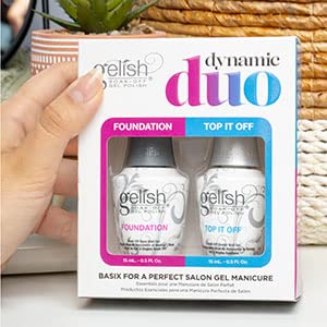 Gelish Dynamic Duo - Foundation Base & Top It Off Sealer Gel Set, Long-lasting, High-Shine Finish for Gel Manicures, Cures Fast in LED/UV Light, No