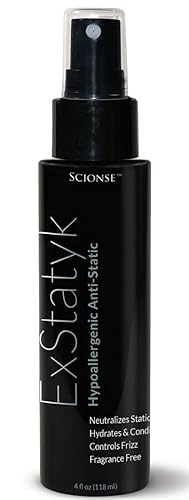 ExStatyk - Anti Static Hypoallergenic Spray, Anti- Frizz, Fragrance Free, unscented