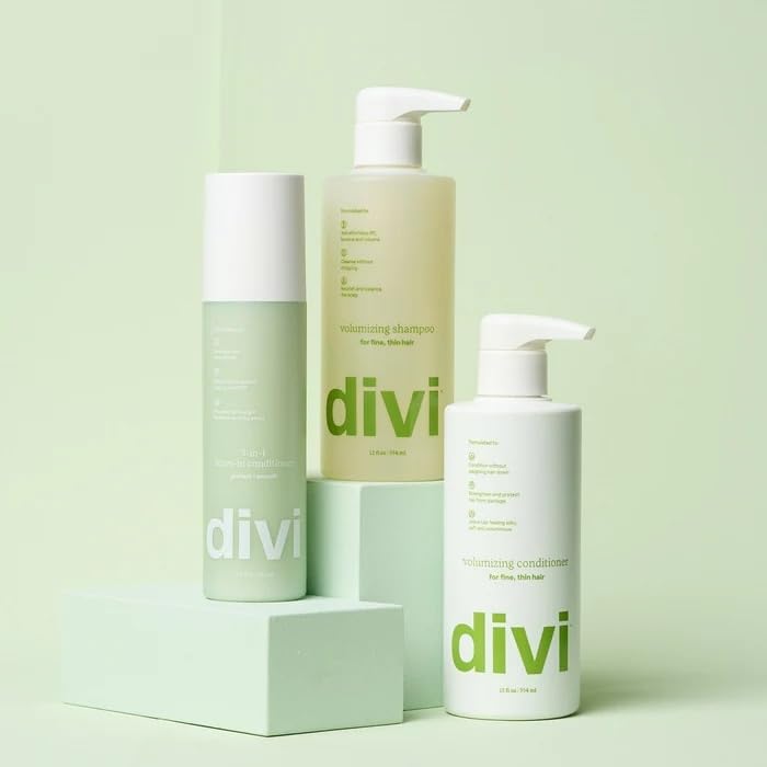 Divi Wash Day Essentials for Fine and Thinning Hair, Volumizing Shampoo, Conditioner, Leave-In Conditioner, 3-Piece Set