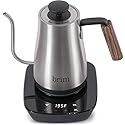 brim 0.8L Gooseneck Kettle w Wood Handle, Easy Brewing Pour Over Coffee, Tea or Hot Beverages, 6 Variable Temperature Presets, Smart Touch Interface…