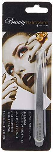 Cricket Beauty Hardware Pro Slant Tweezers - Stainless Steel Hair Removal Tool for Professional Plucking, Eyebrows, Facial Hair, and Ingrown Hair