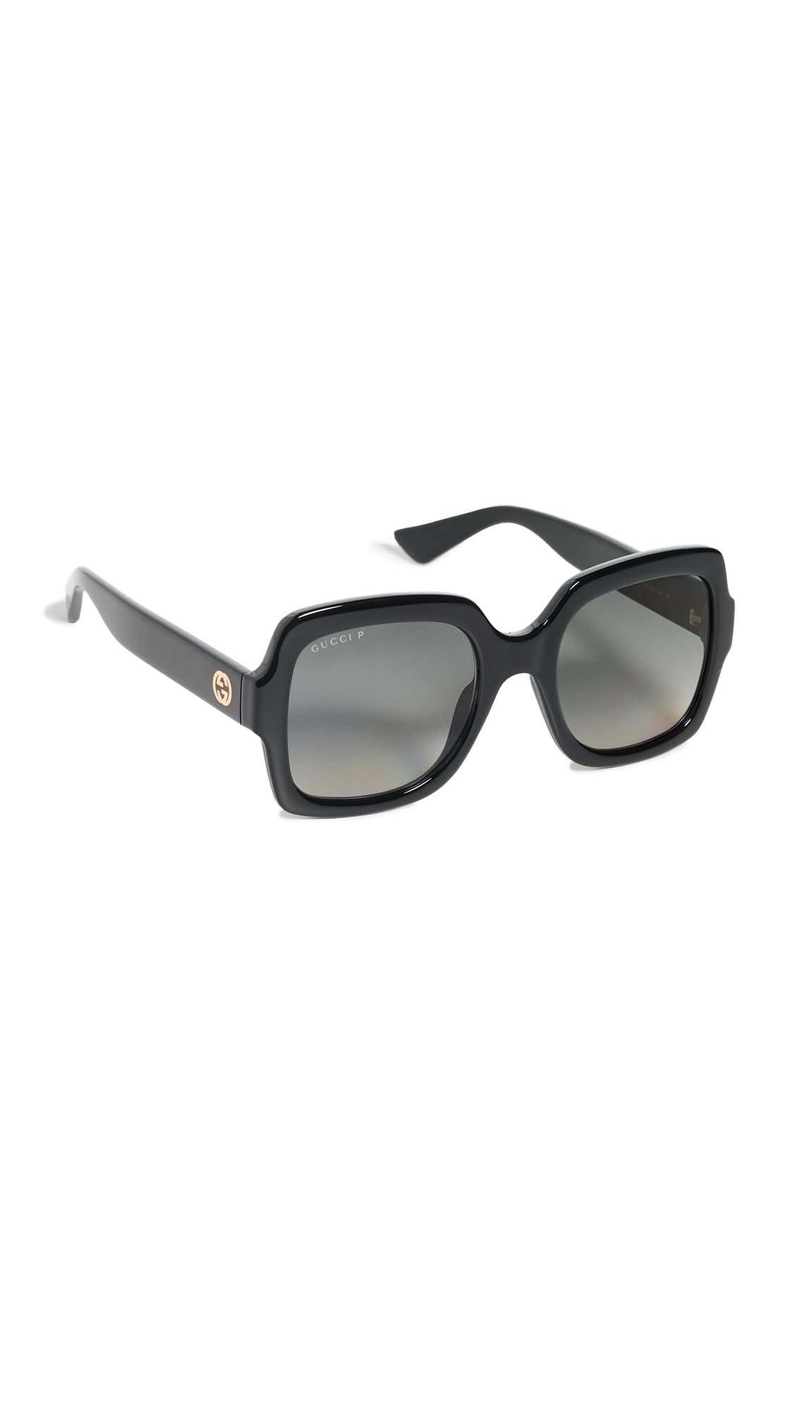 Gucci Women's Oversized Square Sunglasses, Black/Black/Grey, 54/22/140
