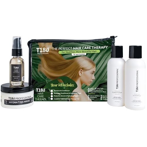 T180 Hair Care Therapy Hair Repair Treatment for Damaged Hair - 4-Piece, 4 oz Kit Treatment Consisting of Vitalizing Shampoo and Conditioner, Hair