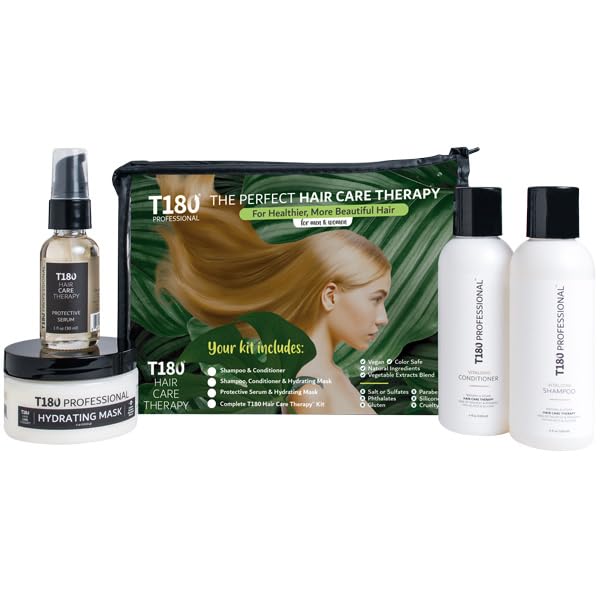 T180 Hair Care Therapy Hair Repair Treatment for Damaged Hair - 4-Piece, 4 oz Kit Treatment Consisting of Vitalizing Shampoo and Conditioner, Hair
