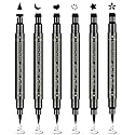 Ownest 6Pcs Eyeliner Stamp, Double-End Eyeliner Stamp Pen, Waterproof Eye Liner Tattoo Makeup-Smiley+Triangle+Heart+Star+Moon+Flower
