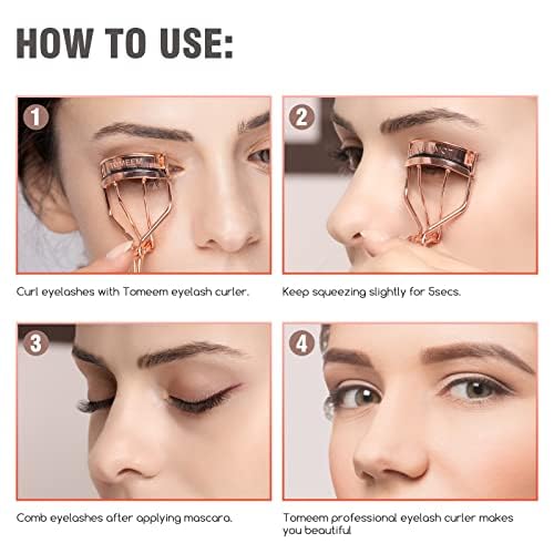 Eyelash Curler with Comb, Professional Volumizing Lash Lift Kit Lash Curler with Refill Pads for Home & Travel Uses, Rose Gold Beauty and Personal Care TOMEEM