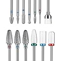 Depvko 13PC Nail Drill Bits Set, Drill Bits for Nails, 3pcs Tungsten Carbide Drill Bits+ 3pcs Ceramic Efile Nail Drill Bits+ 6pcs Cuticle Drill Bits+