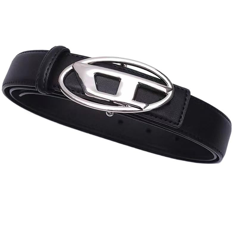 MOLERFO D-Ring Punk Rock Belt for Women: Y2K PU Leather Gothic Belt W/Metal Snap Buckle, Adjustable for Jeans, Dresses (Black)