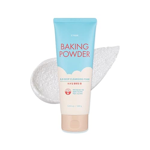 ETUDE Baking Powder B.B Deep Cleansing Foam, 2 in 1 Rice Bran + Baking Powder, Creamy Bubble + Scrub Exfoliate Skin, Fash Wash, Deep Cleanser
