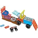 Hot Wheels Monster Trucks Color Shifters 5 Alarm Rescue with Color Shifter Truck, 2 Demolition Cars and 1 Trailer