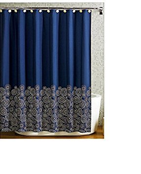 spring Home Navy Blue Fabric Shower Curtain