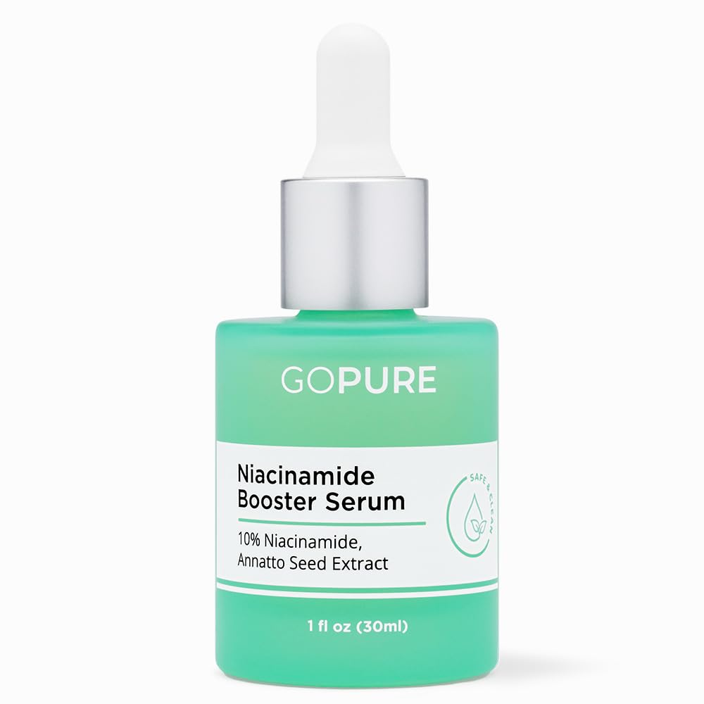 goPure 10% Niacinamide Serum Booster - Redness Reducing Skin Care, Reduces the Look of Skin Discoloration and Large Pores in Soothing Formula