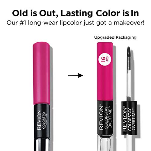 Revlon ColorStay Overtime Lipcolor, Dual Ended Longwearing Liquid Lipstick with Clear Lip Gloss, with Vitamin E in Nude, Boundless Nude (510), 0.07 oz