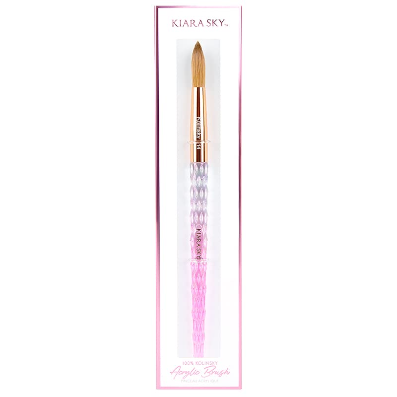 Kiara Sky Kolinsky Acrylic Nail Brush #14 - Pure Kolinsky Sable Hair, Pink Crystal Handle, Acetone Resistant, for Acrylic Application, Extensions & 3D Beauty & Personal Care KIARA SKY