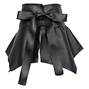 EsEico Women's PU Leather Ruffle Peplum Waist Cinch Belt, Skirt Wide, Black