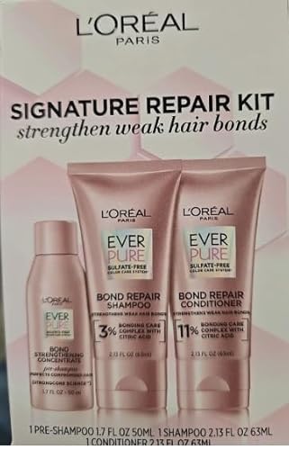 L'Oreal Paris EverPure Sulfate Free Bond Repair Shampoo and Conditioner 3 PC Set