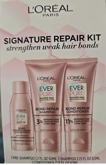 L'Oreal Paris EverPure Sulfate Free Bond Repair Shampoo and Conditioner 3 PC Set