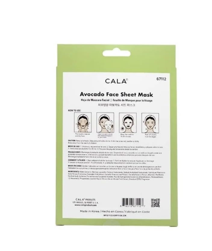 Cala Avocado Facial Mask Sheets - 5 Sheets Pack
