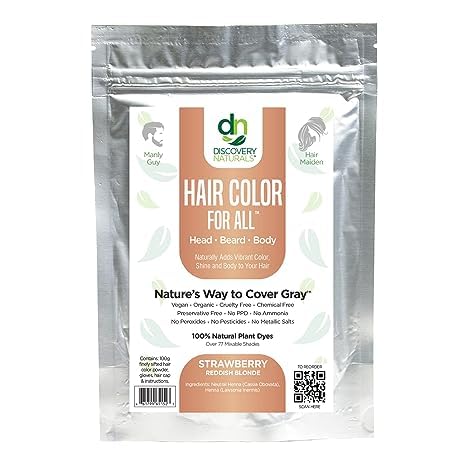 Strawberry Reddish Blonde Henna Hair Color For All Kit | 100% All Natural Hair Dye & Beard Dye Powder Kit Organic, Herbal & Vegan Chemical & Cruelty