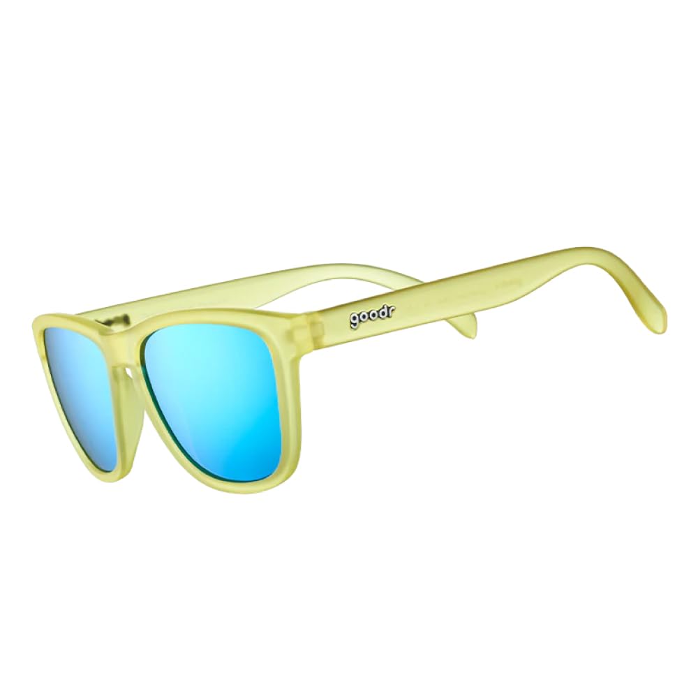 goodr Swedish Meatball Hangover Polarized Sunglasses, Medium Sized (OG), Yellow Translucent Frames with Blue Mirrored Reflective Lens, UV400