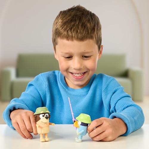 Bluey Figure 2-Pack - Fishing with Grandad, 2.5 Inch Figures with Accessories, Kids Can Recreate Their Favorite Moments from The Episode - Grandad
