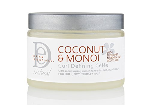 Design Essentials Natural Coconut & Monoi Curl Defining Gelée with Sunflower Oil, Lightweight Frizz Control for Curly & Coily Hair, 12 oz