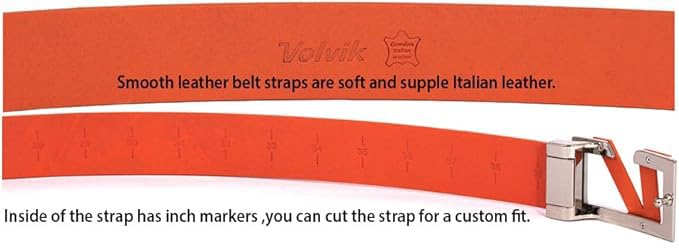 AMBA7 Volvik 100% Genuine Italian Real Solid Leather Belt Strap Free Size up to 46", Unisex, Grey