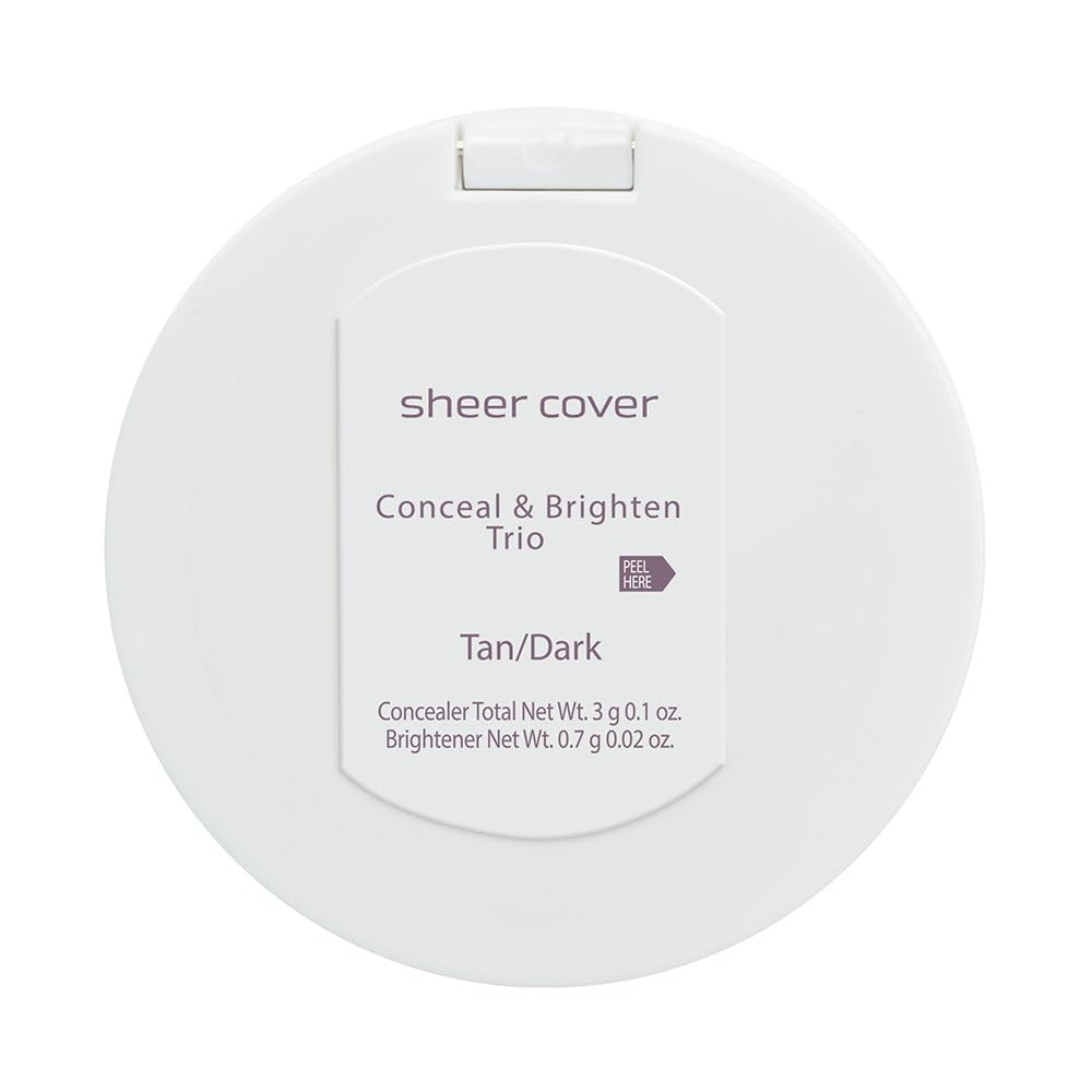 Sheer Cover Studio Conceal & Brighten Concealer- Highlight Trio Tan/Dark Shade Two-Toned Concealers Shimmering Highlighter Tan/Dark Shade
