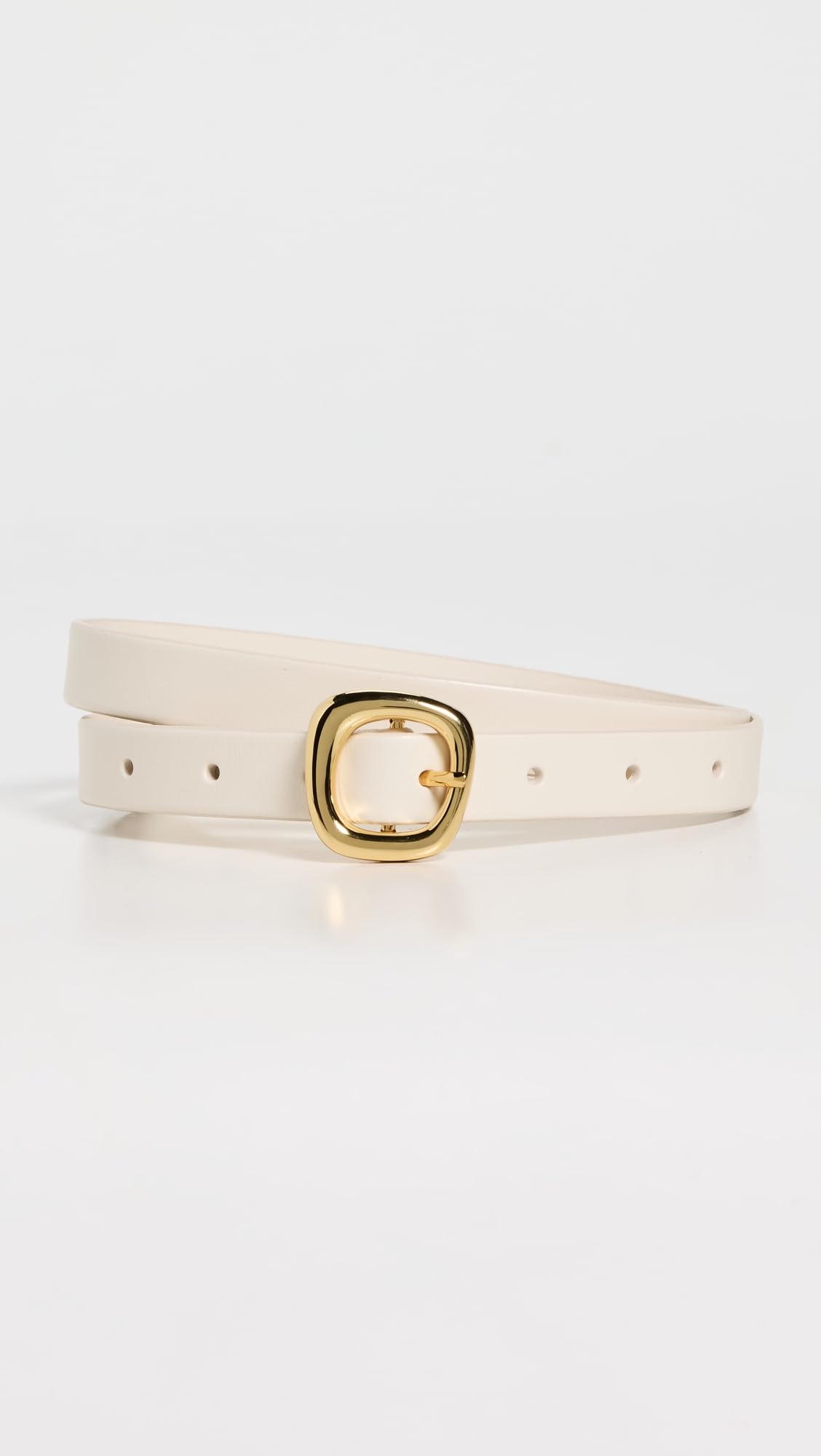 Madewell Women's Skinny Puffy Buckle Belt, Ivory, Off White, L