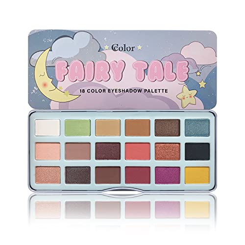 Ccolor Cosmetics Fairy Tale Eye Shadow Palette Makeup, 18 Ultra-Blendable, Vibrant Matte & Shimmer Eyeshadow - Eyeshadow Palette Set With Mirror…