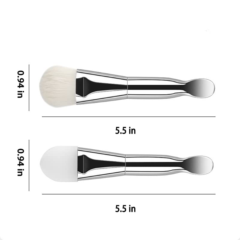 Face Mask Brush 2Pcs, Jrsoul He Face Mask Applicator Double-Ended, Suitable For Mud, Clay, Charcoal Mix Mask, Soft Makeup Beauty Brush Tool