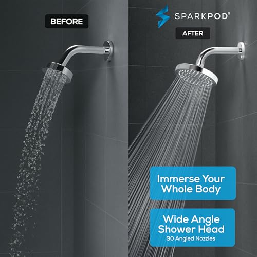 SparkPod 6" High Pressure Rain Shower Head – Luxury Design, Easy-Clean, 1-Min Install – Polished Chrome Replacement Head