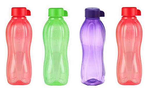 4 X Tupperware Eco Safe Water Bottle 500 ml Assorted Colors