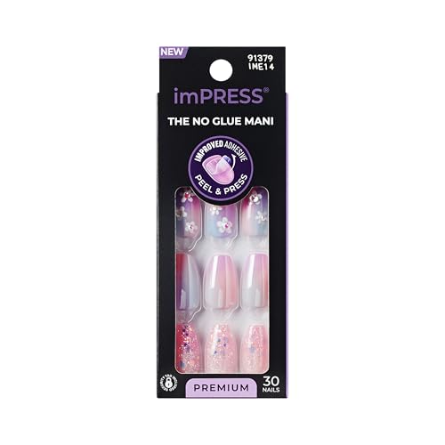 Kiss Impress Premium Press On Nails, Style ‘Portal’, Purple, Medium Coffin, No Separate Tabs, Nail Kit Contains 30 Fake Nails, Prep Pad, Mini Nail Beauty & Personal Care imPRESS