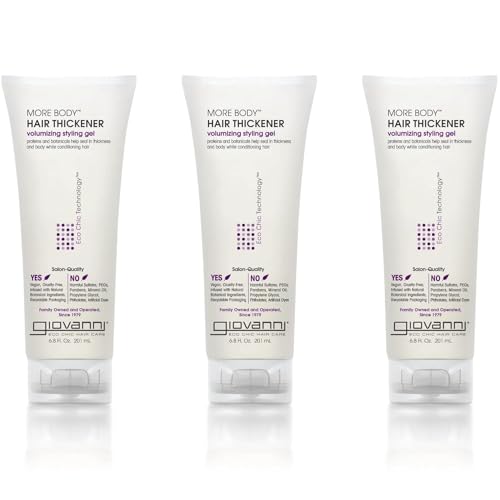 GIOVANNI More Body Gel, 6.8 oz. Each - Volumizing Style, Hair Thickener, Plumps Hair, Seals Split Ends, Adds Shine, Paraben-Free, Color Safe (Pack
