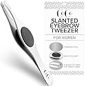 Tweezers for Facial Hair Women & Men - Stainless Steel Slant Eyebrow Tweezers with Hand-Sharpened Tips for Fine Hair Removal, Precision Shaping