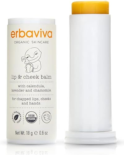Erbaviva Organic Lip & Cheek Balm - Moisturizing Stick for Baby & Adults | USDA Organic, Shea Butter & Calendula for Dry, Chapped Skin | Lip, Cheek