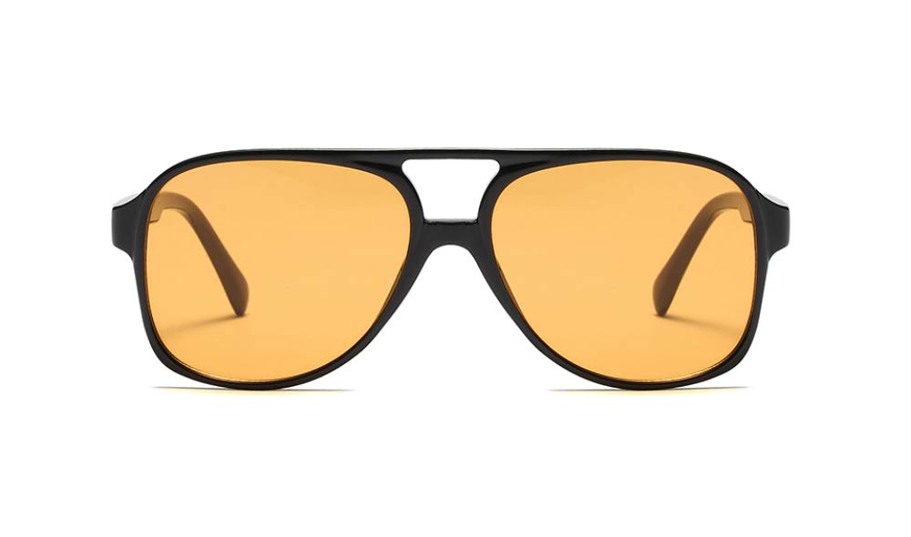 Freckles Mark Vintage Retro 70s Sunglasses for Women Men Classic Large Square Aviator Trendy Glasses (Tinted Yellow, Millimeters, 60)