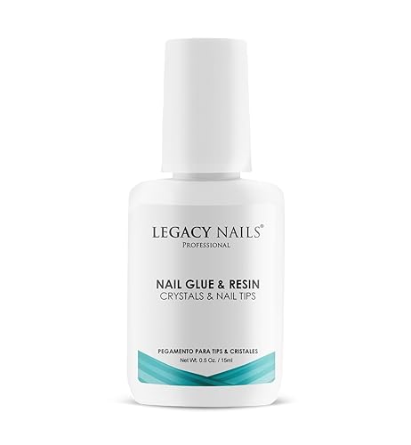 Legacy Nails Professional Nail Glue & Resin 0.5oz Brush-on; Ultra-Strong Adhesive for Nail Repairs, Tips & Extensions, Quick-Drying, Professional